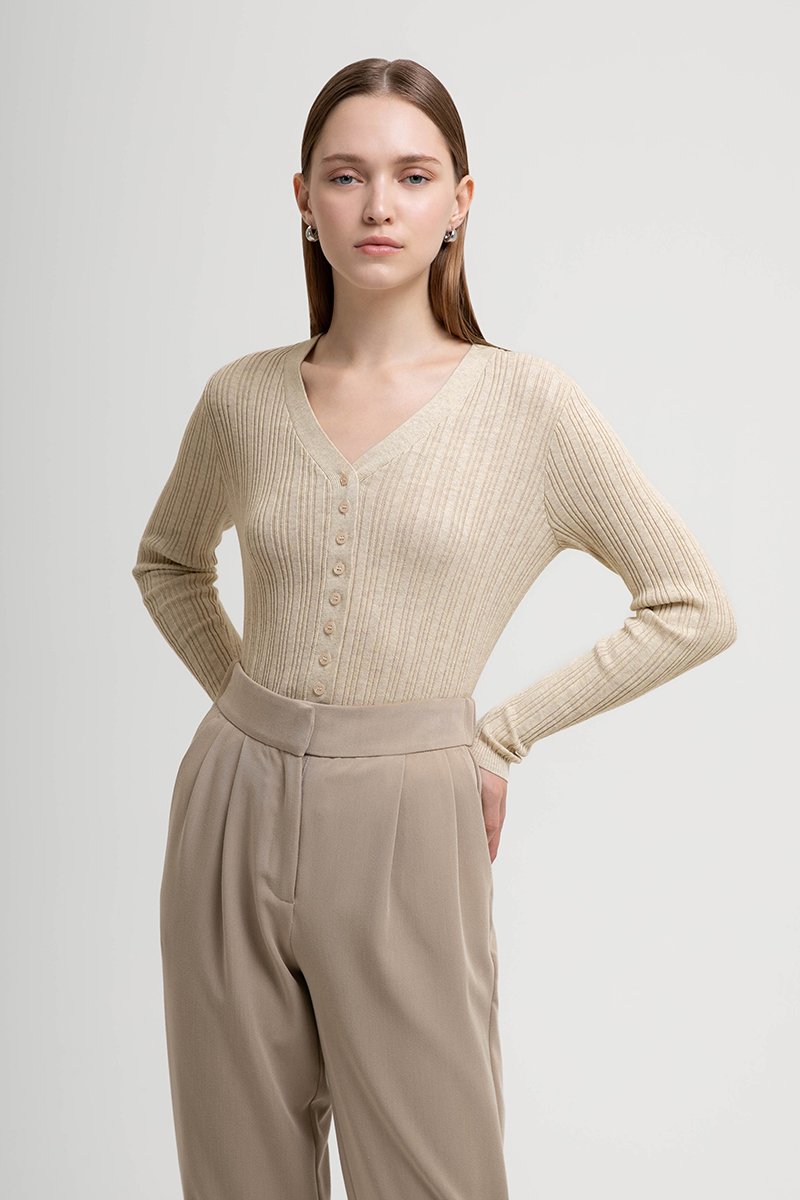 GINNY RIBBED KNIT CARDIGAN