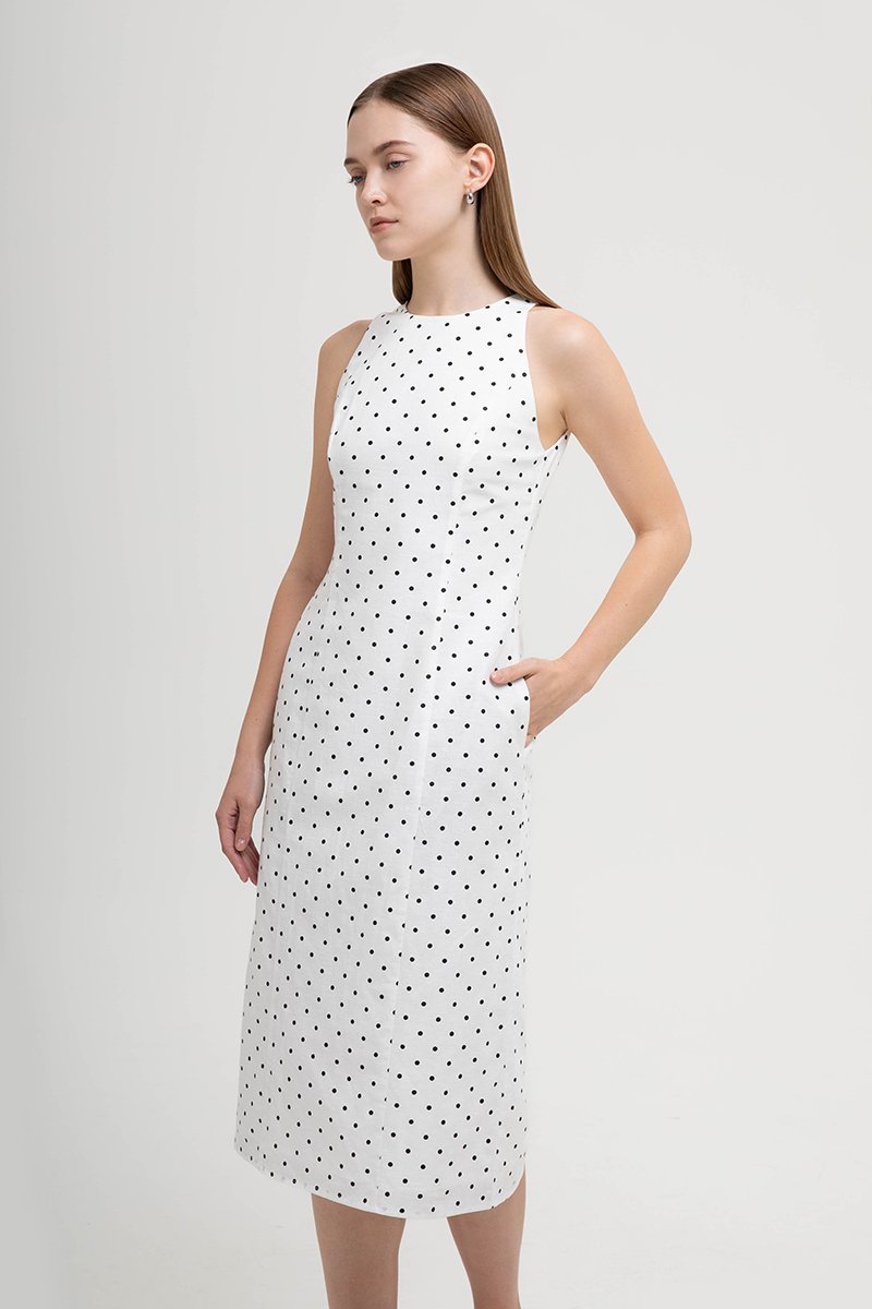 CHELSEA POLKADOT SHEATH DRESS