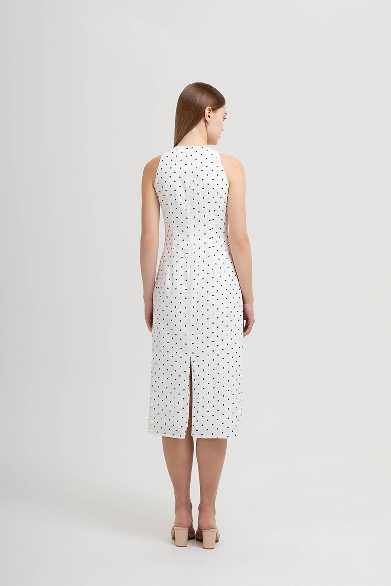 CHELSEA POLKADOT SHEATH DRESS