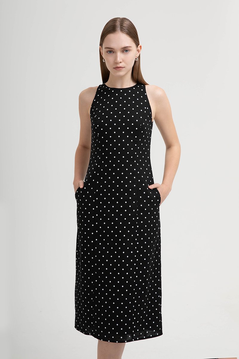 CHELSEA POLKADOT SHEATH DRESS