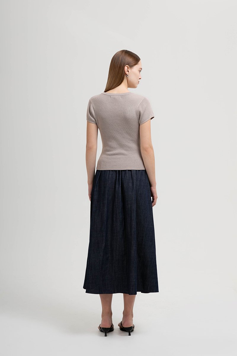 AMERSON RIBBED KNIT TOP W DETACHABLE SCARF