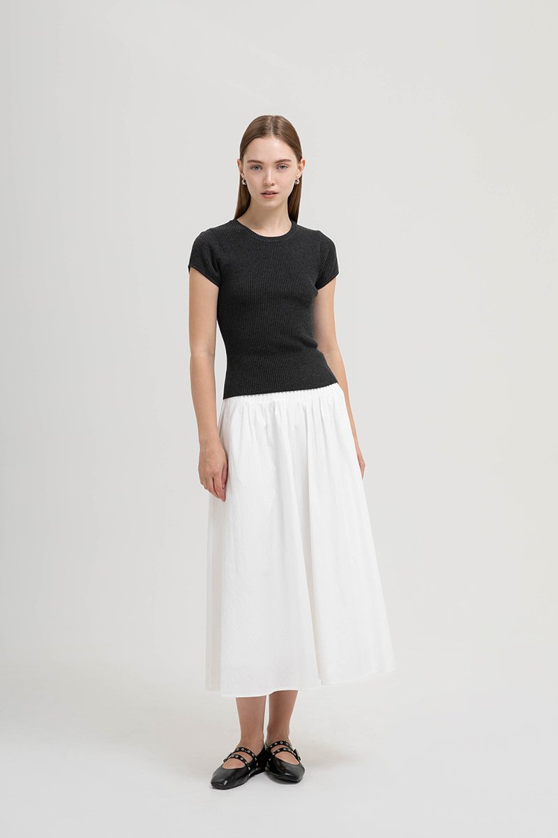 AMERSON RIBBED KNIT TOP W DETACHABLE SCARF