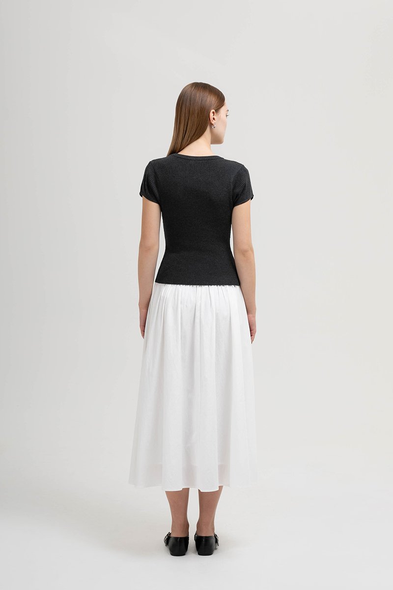 AMERSON RIBBED KNIT TOP W DETACHABLE SCARF