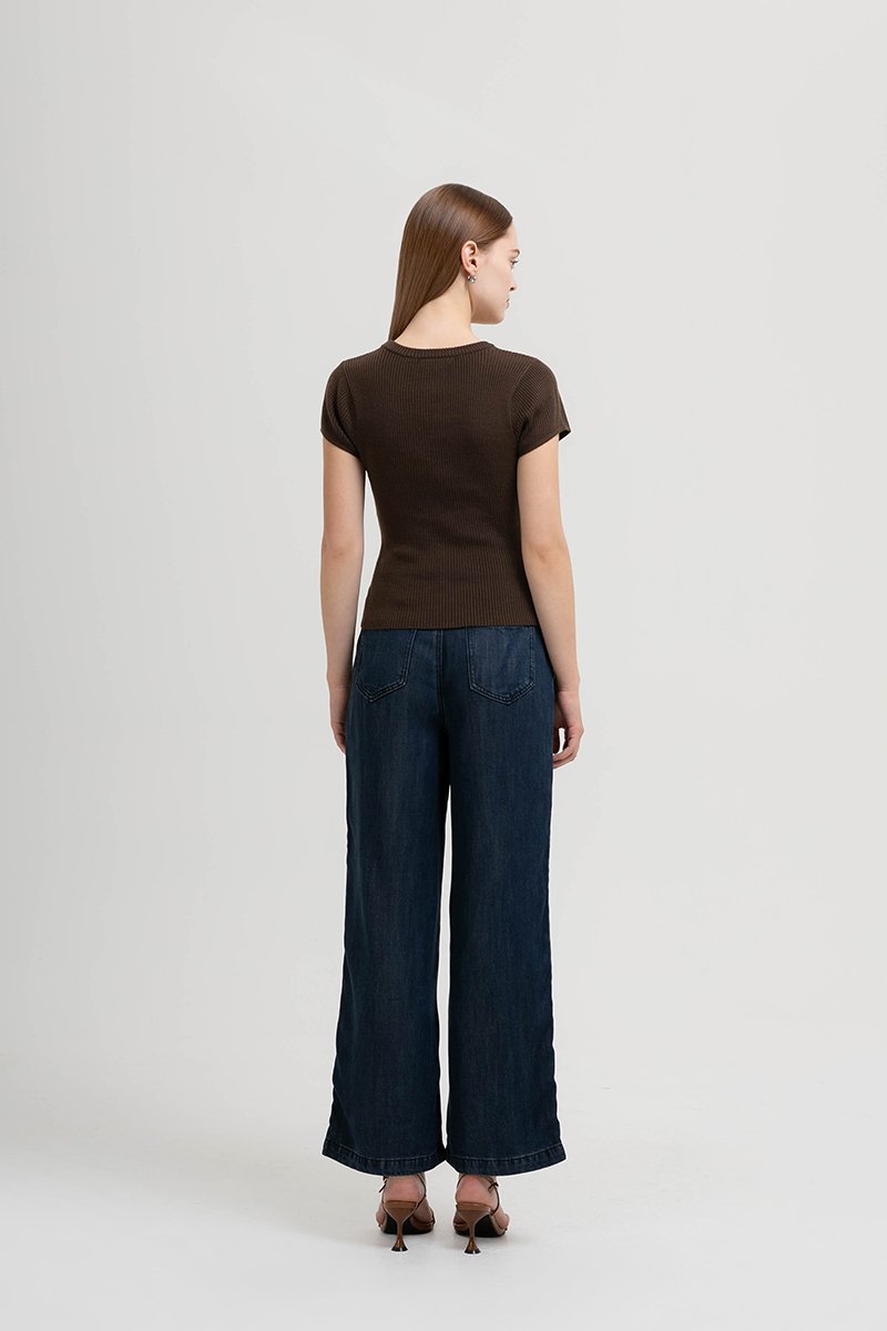 AMERSON RIBBED KNIT TOP W DETACHABLE SCARF