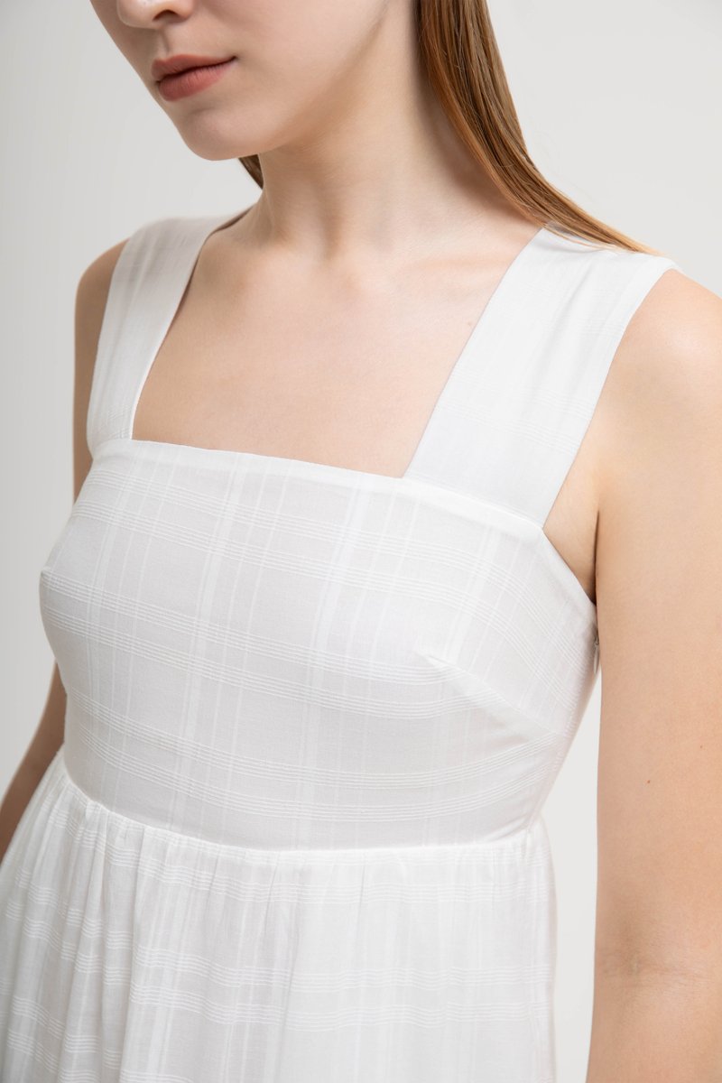 ALYSSA TIERED CHECKERED MIDI DRESS