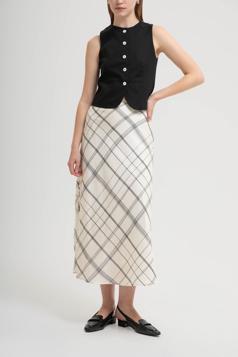 MOIRA CHECKERED BIAS SKIRT