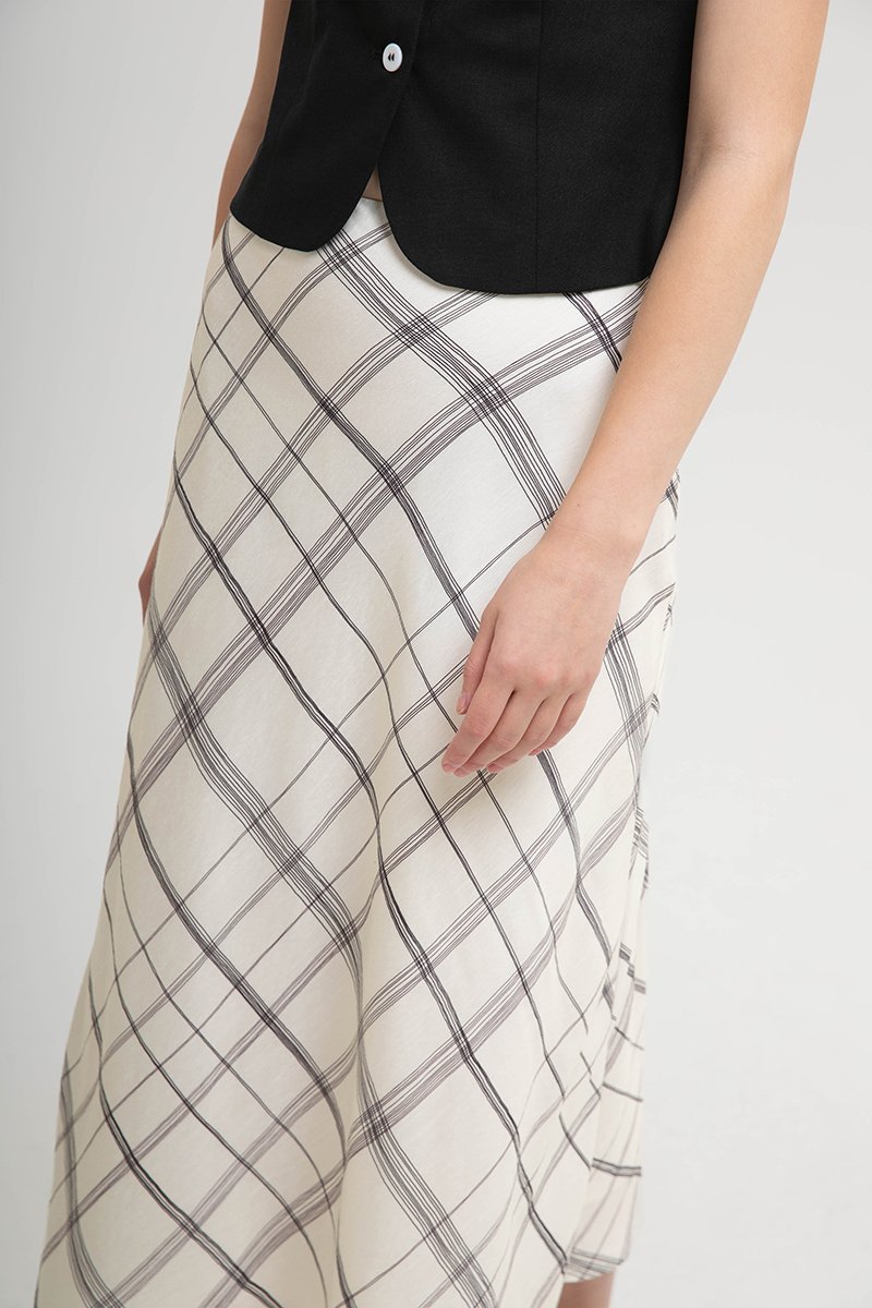 MOIRA CHECKERED BIAS SKIRT