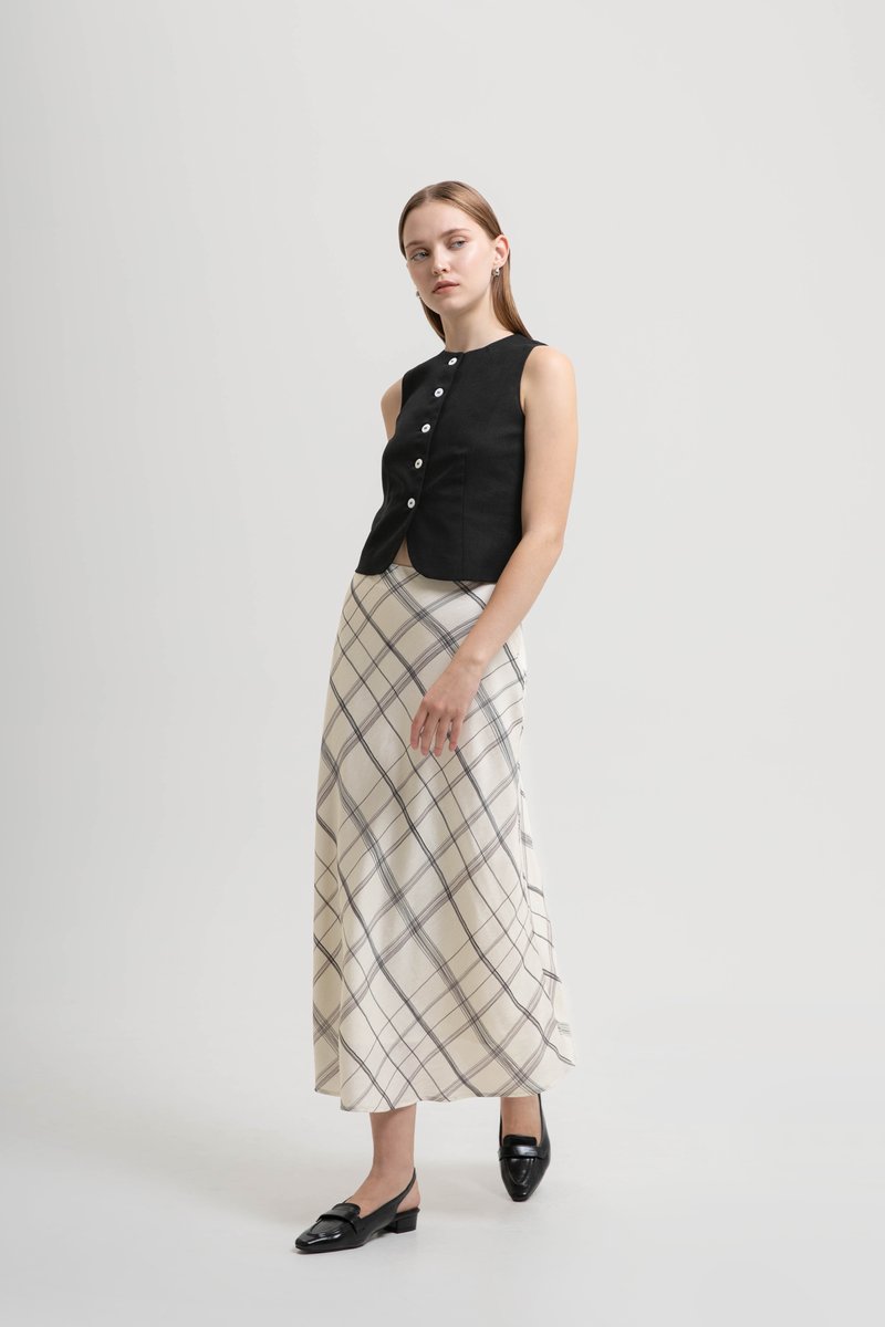 MOIRA CHECKERED BIAS SKIRT