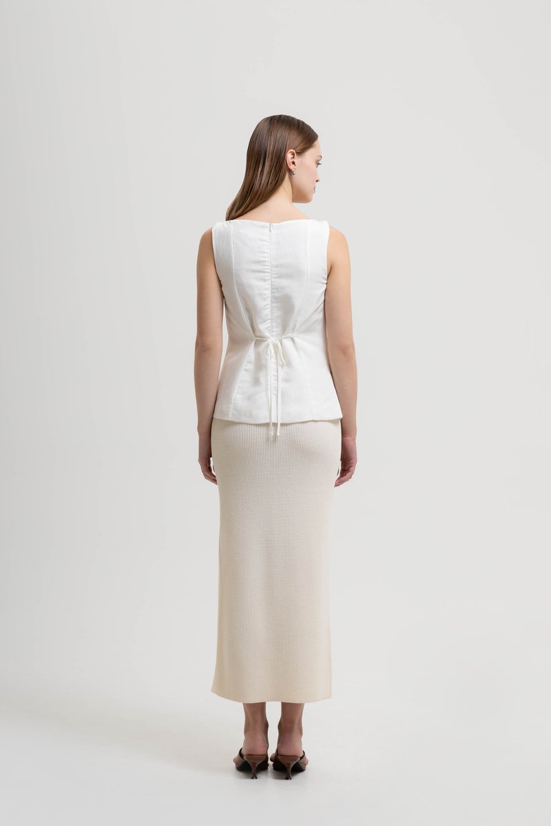 SILVIE BUTTONDOWN TIE BACK LINEN TOP