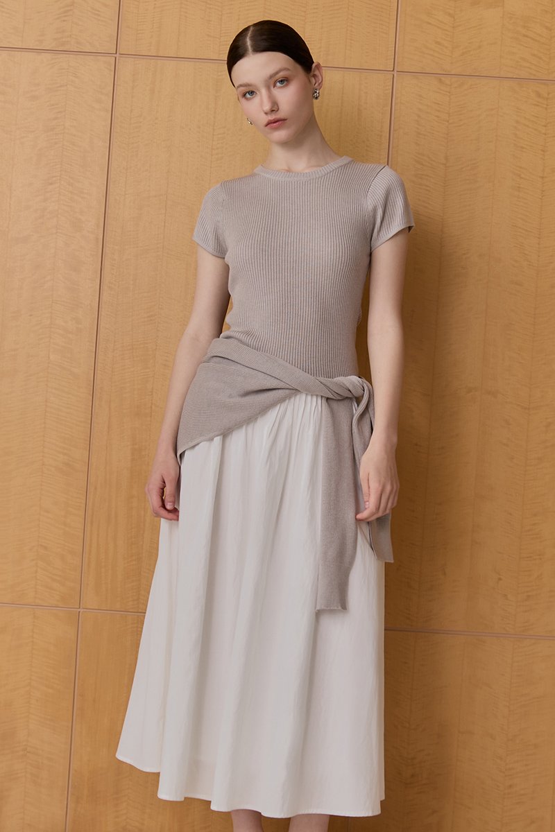 AMERSON RIBBED KNIT TOP W DETACHABLE SCARF