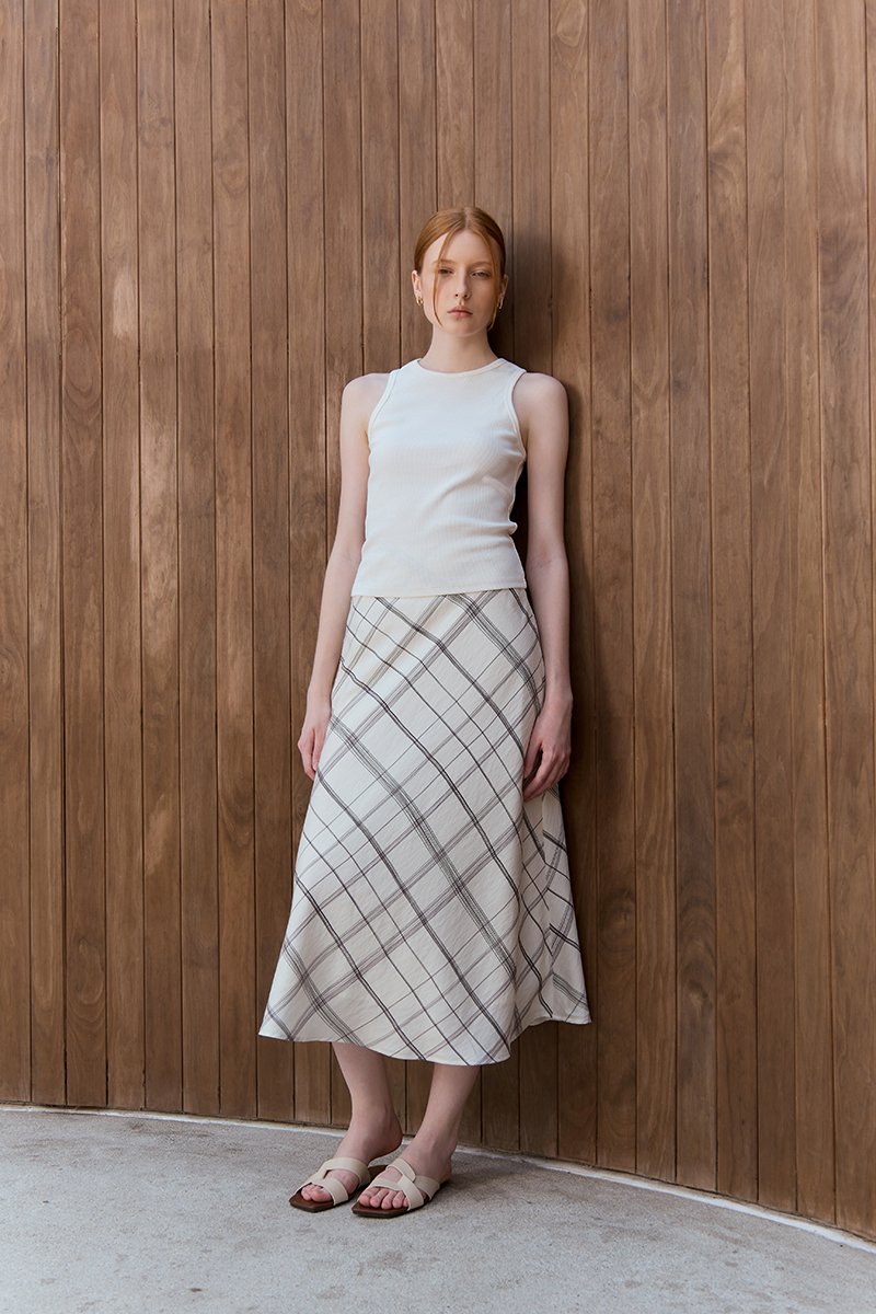 MOIRA CHECKERED BIAS SKIRT