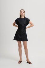 KRISTINA RUCHED DENIM DRESS