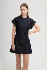 KRISTINA RUCHED DENIM DRESS
