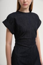 KRISTINA RUCHED DENIM DRESS