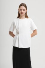 KATRINE RUCHED TEE W REMOVABLE BROOCH
