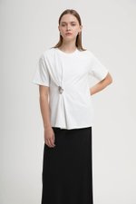 KATRINE RUCHED TEE W REMOVABLE BROOCH