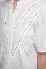 KEIYA BUTTONDOWN LACE TRIM MUSLIN TOP
