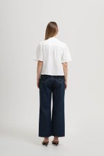 KEIYA BUTTONDOWN LACE TRIM MUSLIN TOP