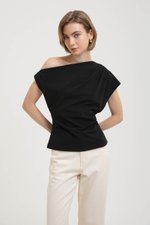 *BACKORDER 5* AMIRA ASYMMETRIC OFF SHOULDER TOP W BELT