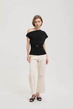 *BACKORDER 5* AMIRA ASYMMETRIC OFF SHOULDER TOP W BELT