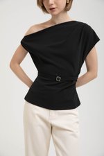 *BACKORDER 5* AMIRA ASYMMETRIC OFF SHOULDER TOP W BELT