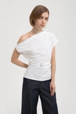 *BACKORDER 5* AMIRA ASYMMETRIC OFF SHOULDER TOP W BELT