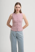 CLAIRE BUTTONDOWN RIBBED TANK TOP