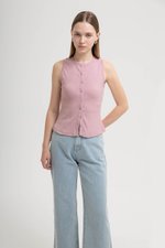 CLAIRE BUTTONDOWN RIBBED TANK TOP