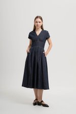 LIANA EMPIRE WAIST DENIM MIDI DRESS