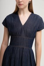 LIANA EMPIRE WAIST DENIM MIDI DRESS