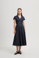 LIANA EMPIRE WAIST DENIM MIDI DRESS