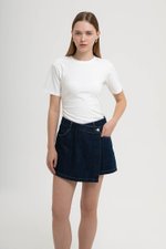 RHODE MID RISE ASYMMETRIC DENIM SKORT