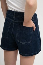 RHODE MID RISE ASYMMETRIC DENIM SKORT