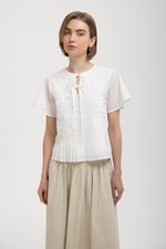 KARISSA PLEATED FLUTTER SLEEVE TOP