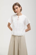 KARISSA PLEATED FLUTTER SLEEVE TOP