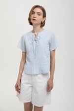 KARISSA PLEATED FLUTTER SLEEVE TOP