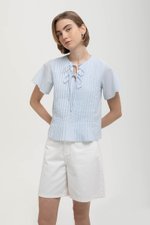 KARISSA PLEATED FLUTTER SLEEVE TOP