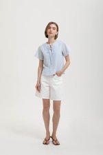 KARISSA PLEATED FLUTTER SLEEVE TOP