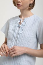 KARISSA PLEATED FLUTTER SLEEVE TOP