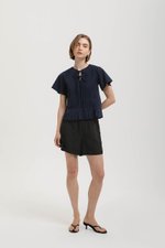 KARISSA PLEATED FLUTTER SLEEVE TOP