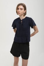 KARISSA PLEATED FLUTTER SLEEVE TOP