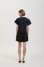 KARISSA PLEATED FLUTTER SLEEVE TOP