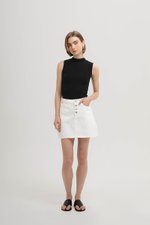DAPHNE RAW HEM MINI DENIM SKIRT