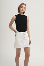 DAPHNE RAW HEM MINI DENIM SKIRT