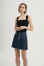 DAPHNE RAW HEM MINI DENIM SKIRT