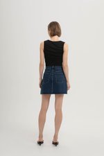 DAPHNE RAW HEM MINI DENIM SKIRT