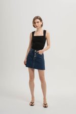 DAPHNE RAW HEM MINI DENIM SKIRT