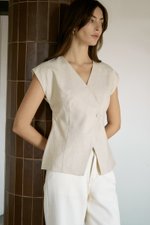 BETH WRAP LINEN TOP