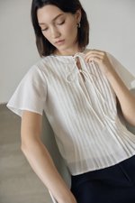 KARISSA PLEATED FLUTTER SLEEVE TOP