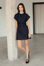 KRISTINA RUCHED DENIM DRESS